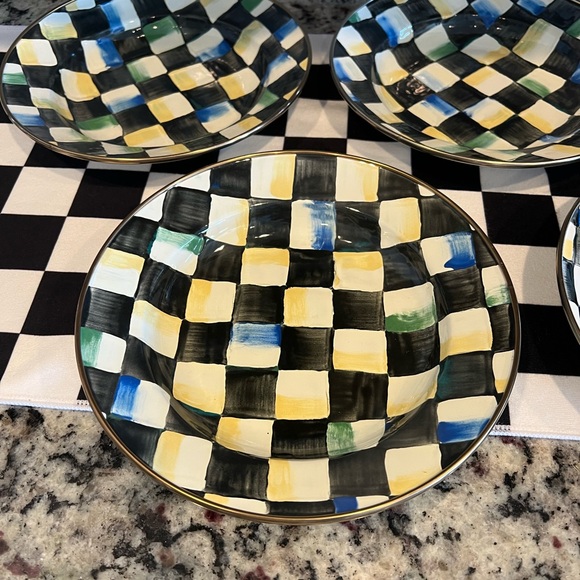 Mackenzie-Childs Vintage Camp 1995 Courtly Check 9" Soup Bowls. Set of 4. EUC! - Picture 2 of 13
